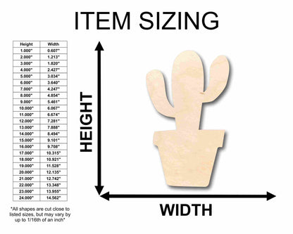 Unfinished Wood Cactus in Pot Silhouette - Craft - up to 46" DIY - NameSigns.com