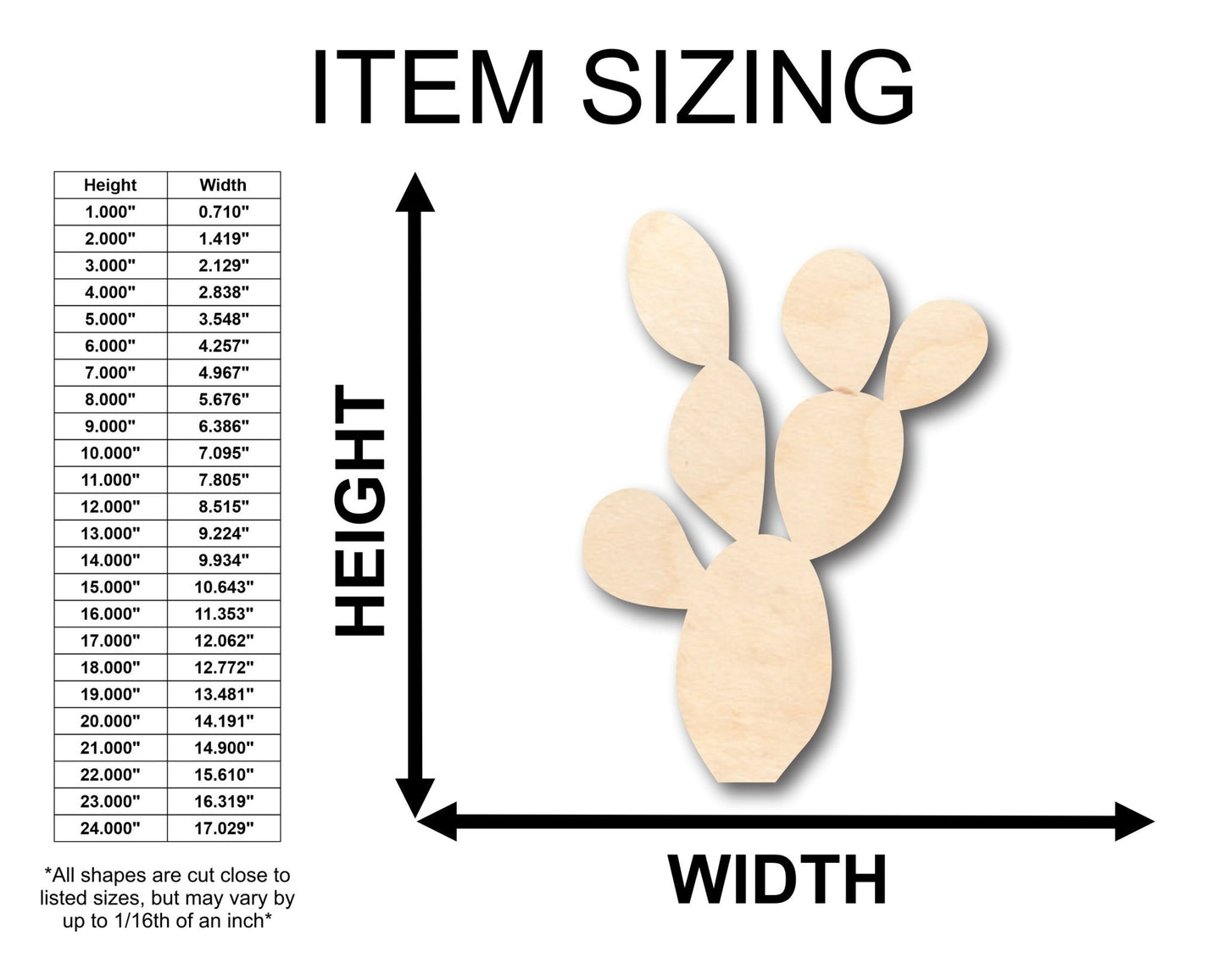 Unfinished Wood Cactus Shape - Craft - up to 46" DIY - NameSigns.com