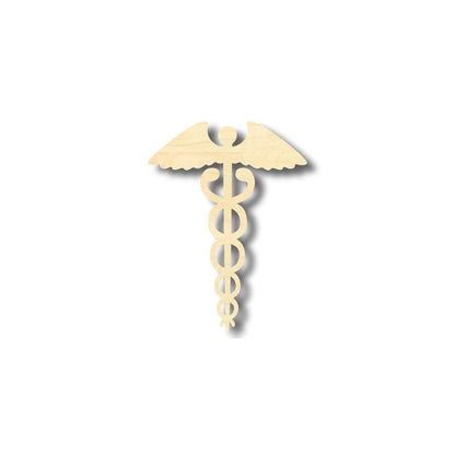 Unfinished Wood Caduceus Shape - Medicine - Craft - up to 46" DIY - NameSigns.com