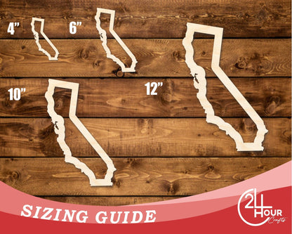 Unfinished Wood California Outline Shape | DIY Craft Cutout | up to 46" DIY - NameSigns.com