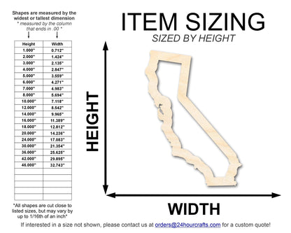 Unfinished Wood California Outline Shape | DIY Craft Cutout | up to 46" DIY - NameSigns.com