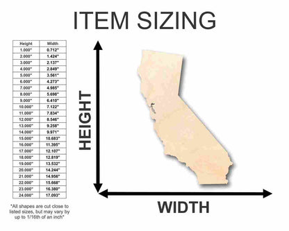 Unfinished Wood California Shape - State - Craft - up to 46" DIY - NameSigns.com