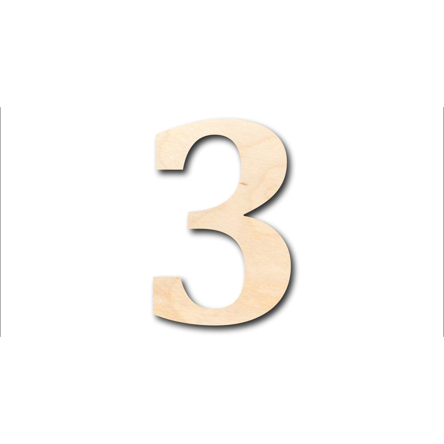 Unfinished Wood Cambria Number 3 Shape - Craft - up to 46" DIY - NameSigns.com