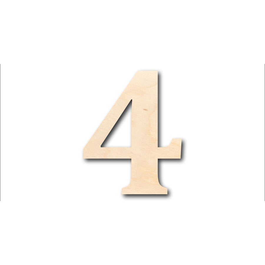 Unfinished Wood Cambria Number 4 Shape - Craft - up to 46" DIY - NameSigns.com