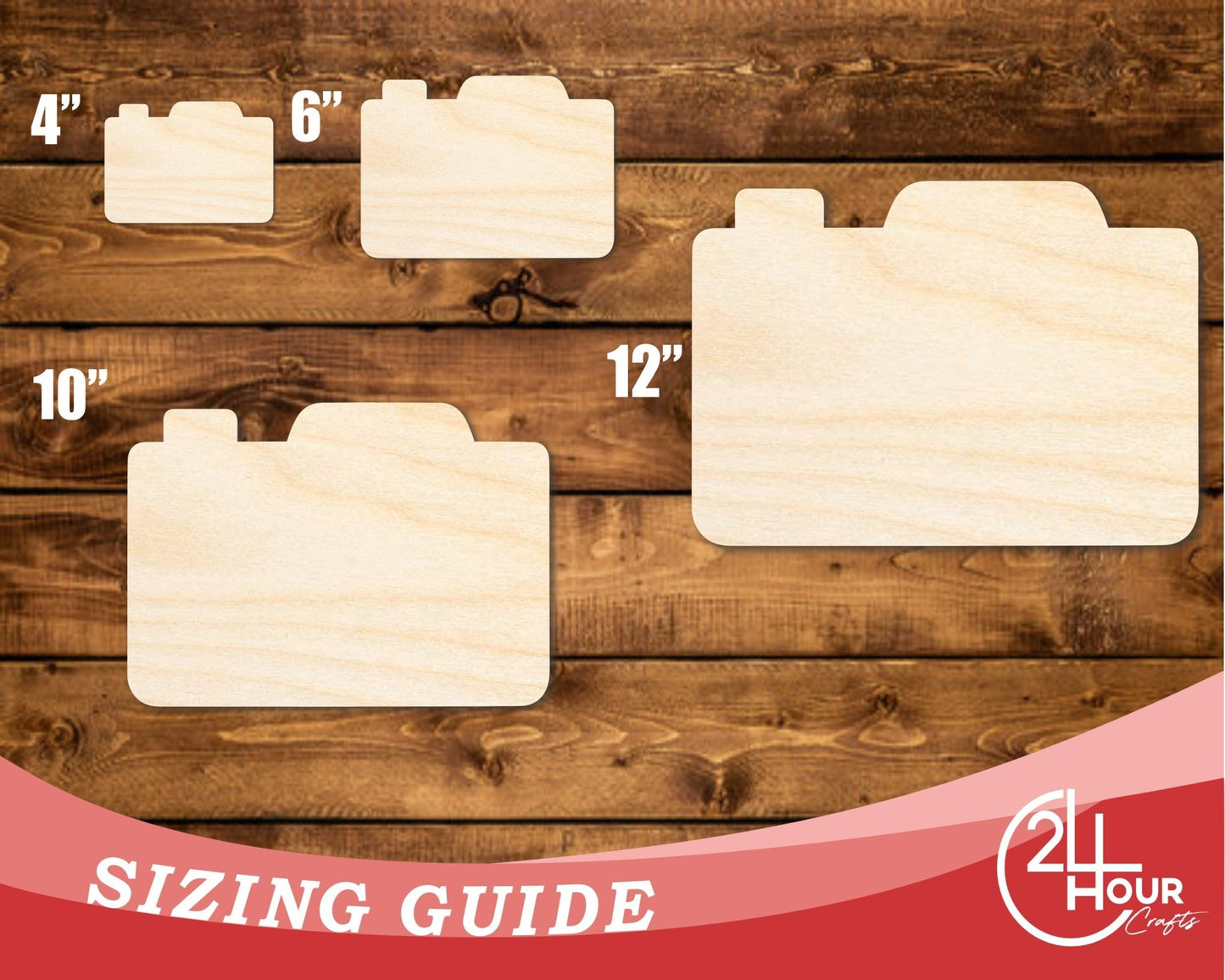 Unfinished Wood Camera Shape | DIY Craft Cutout | up to 46" DIY - NameSigns.com