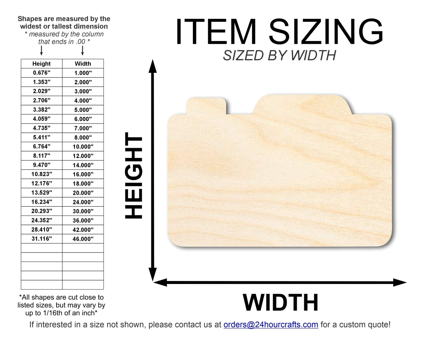 Unfinished Wood Camera Shape | DIY Craft Cutout | up to 46" DIY - NameSigns.com