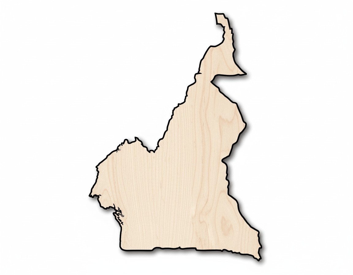Unfinished Wood Cameroon Country Shape - Central Africa Craft - up to 46" DIY - NameSigns.com