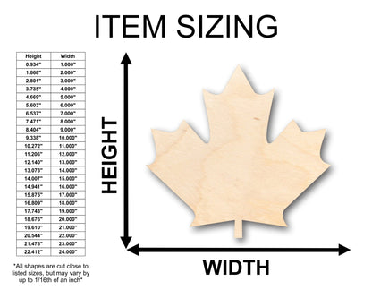 Unfinished Wood Canadian Maple Leaf Shape - Craft - up to 46" DIY - NameSigns.com
