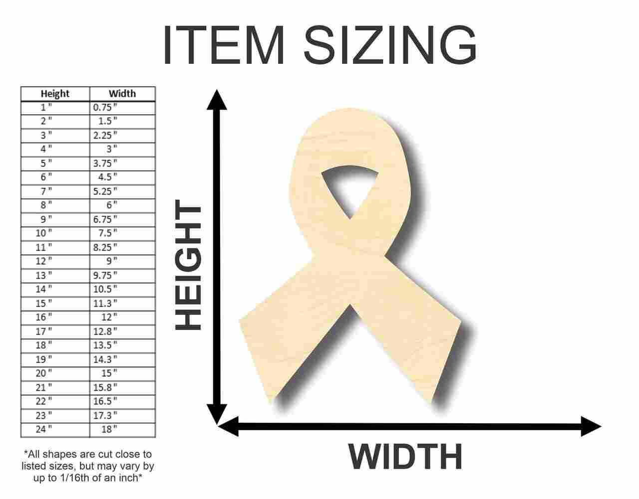Unfinished Wood Cancer Ribbon Shape - Craft - up to 46" DIY - NameSigns.com