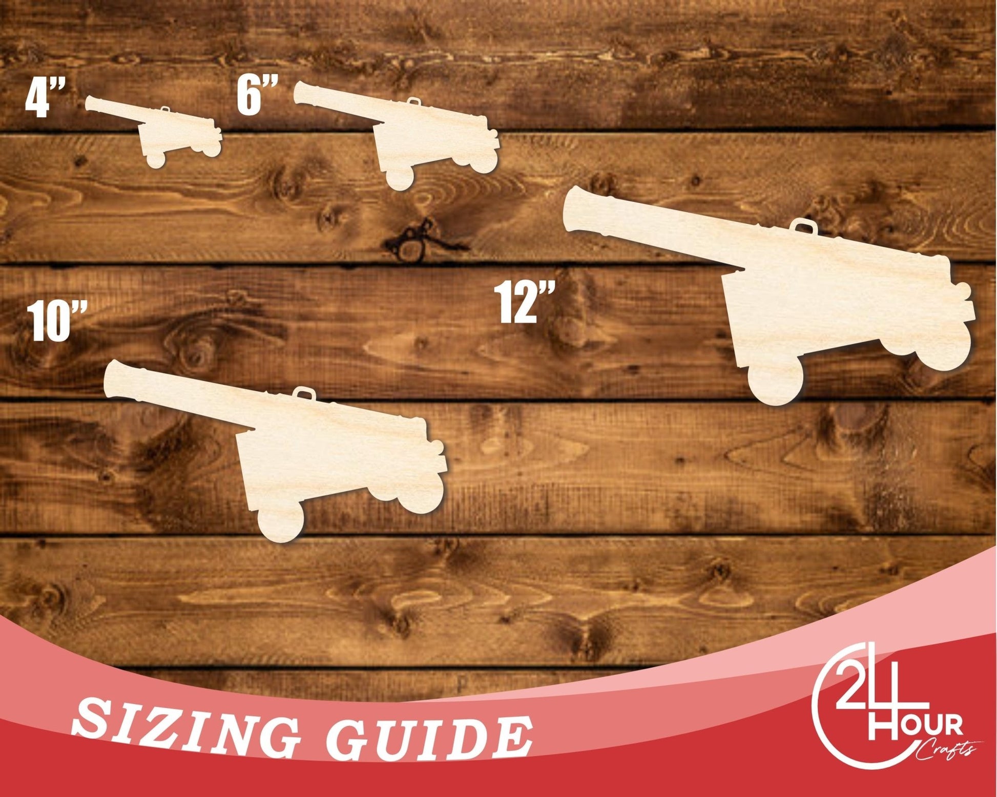 Unfinished Wood Cannon Shape | DIY Craft Cutout | up to 46" DIY - NameSigns.com