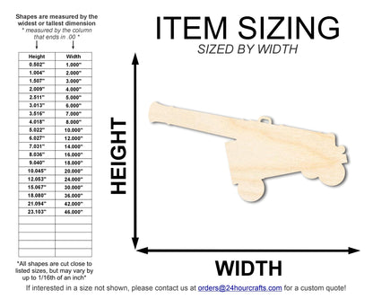Unfinished Wood Cannon Shape | DIY Craft Cutout | up to 46" DIY - NameSigns.com