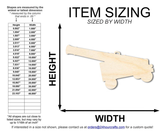Unfinished Wood Cannon Shape | DIY Craft Cutout | up to 46" DIY - NameSigns.com