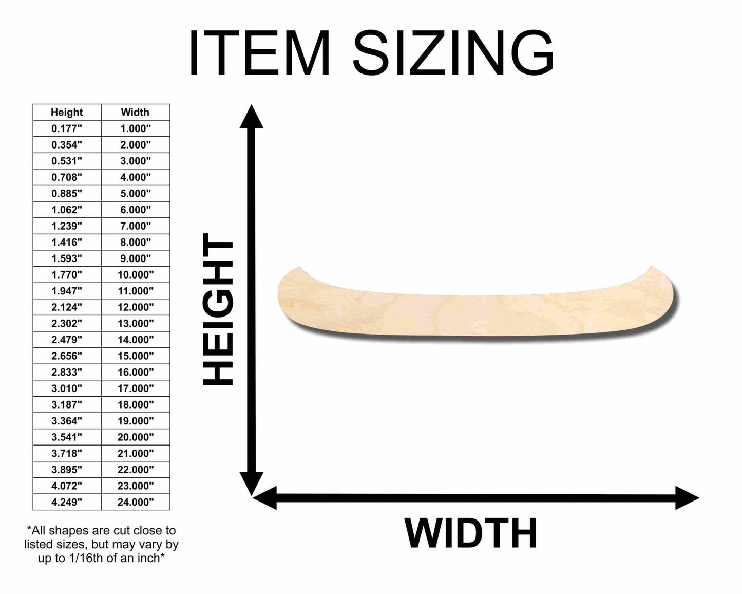 Unfinished Wood Canoe Silhouette - Craft - up to 46" DIY - NameSigns.com