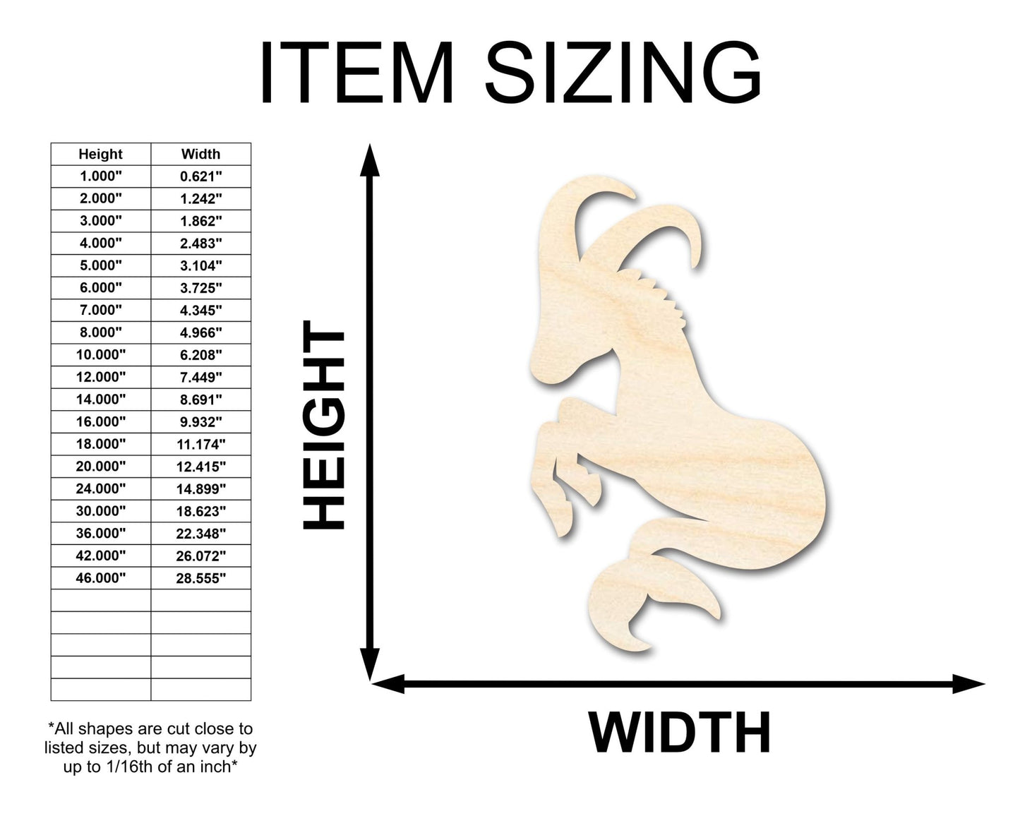 Unfinished Wood Capricorn Sea Goat Shape - Zodiac Craft - up to 46" - NameSigns.com