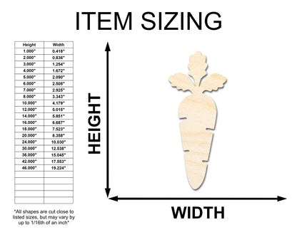 Unfinished Wood Carrot Shape - Garden Vegetable Craft - up to 46" DIY - NameSigns.com