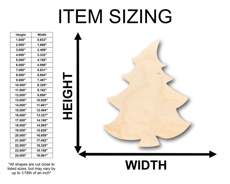 Unfinished Wood Cartoon Christmas Tree Shape - Craft - up to 46" DIY - NameSigns.com