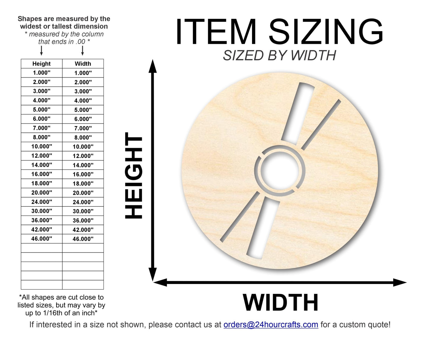 Unfinished Wood CD Shape | DIY Craft Cutout | up to 46" DIY - NameSigns.com