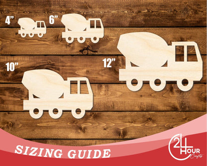 Unfinished Wood Cement Truck Shape | DIY Craft Cutout | up to 46" DIY - NameSigns.com