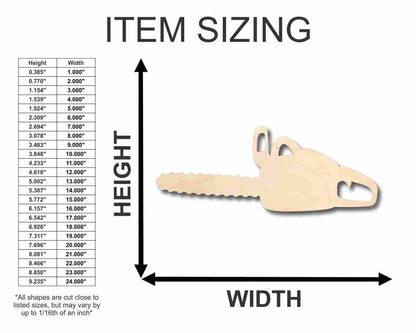 Unfinished Wood Chainsaw Shape - Tool - Craft - up to 46" DIY - NameSigns.com