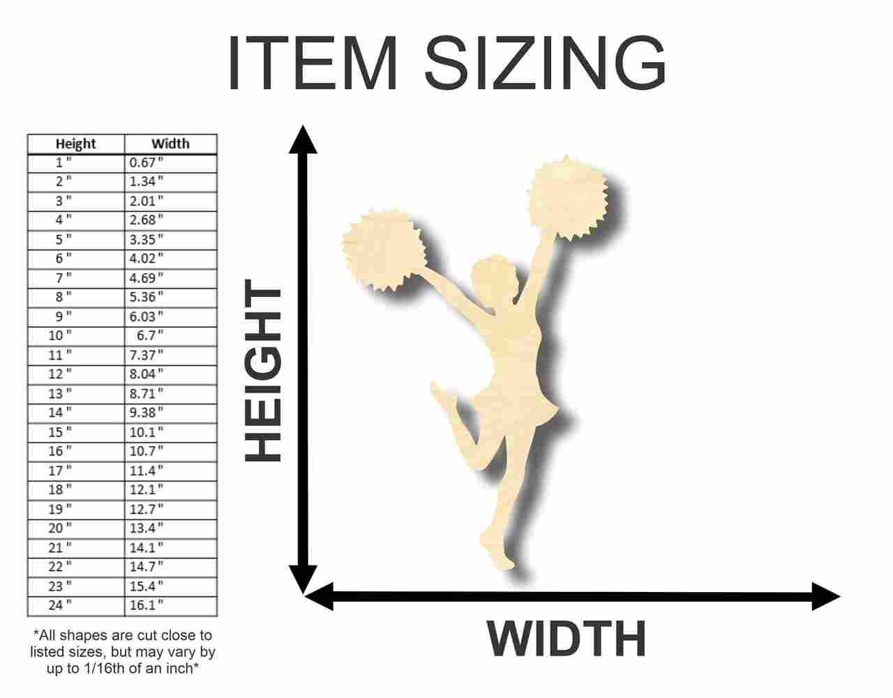 Unfinished Wood Cheerleader Shape - Girl's Room Decor DIY - Craft - up to 46" DIY - NameSigns.com