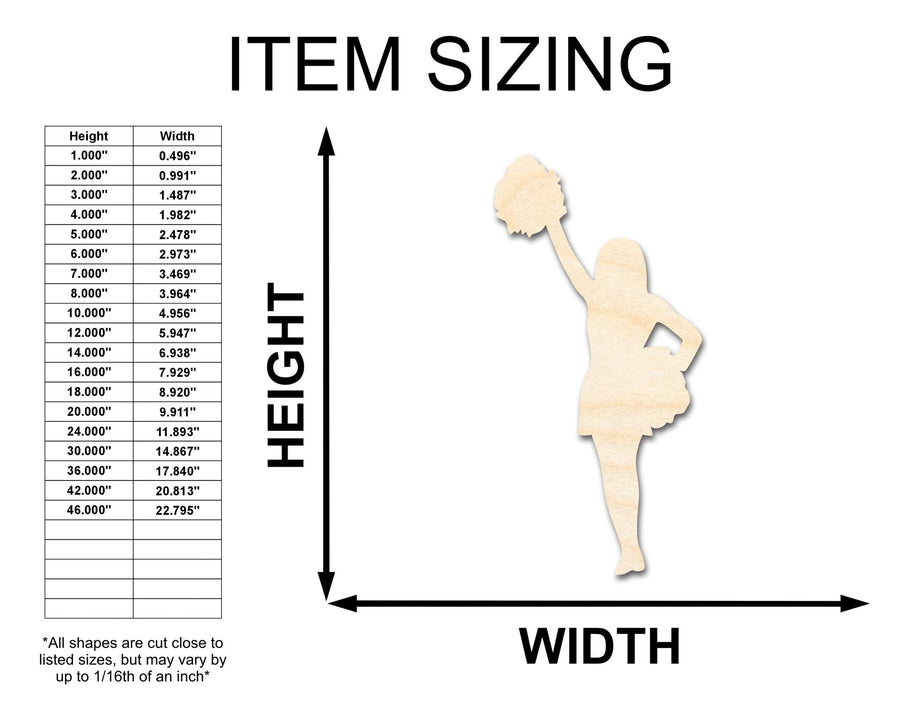 Unfinished Wood Cheerleader Silhouette | DIY Cheer Craft Cutout | up to 46" DIY - NameSigns.com