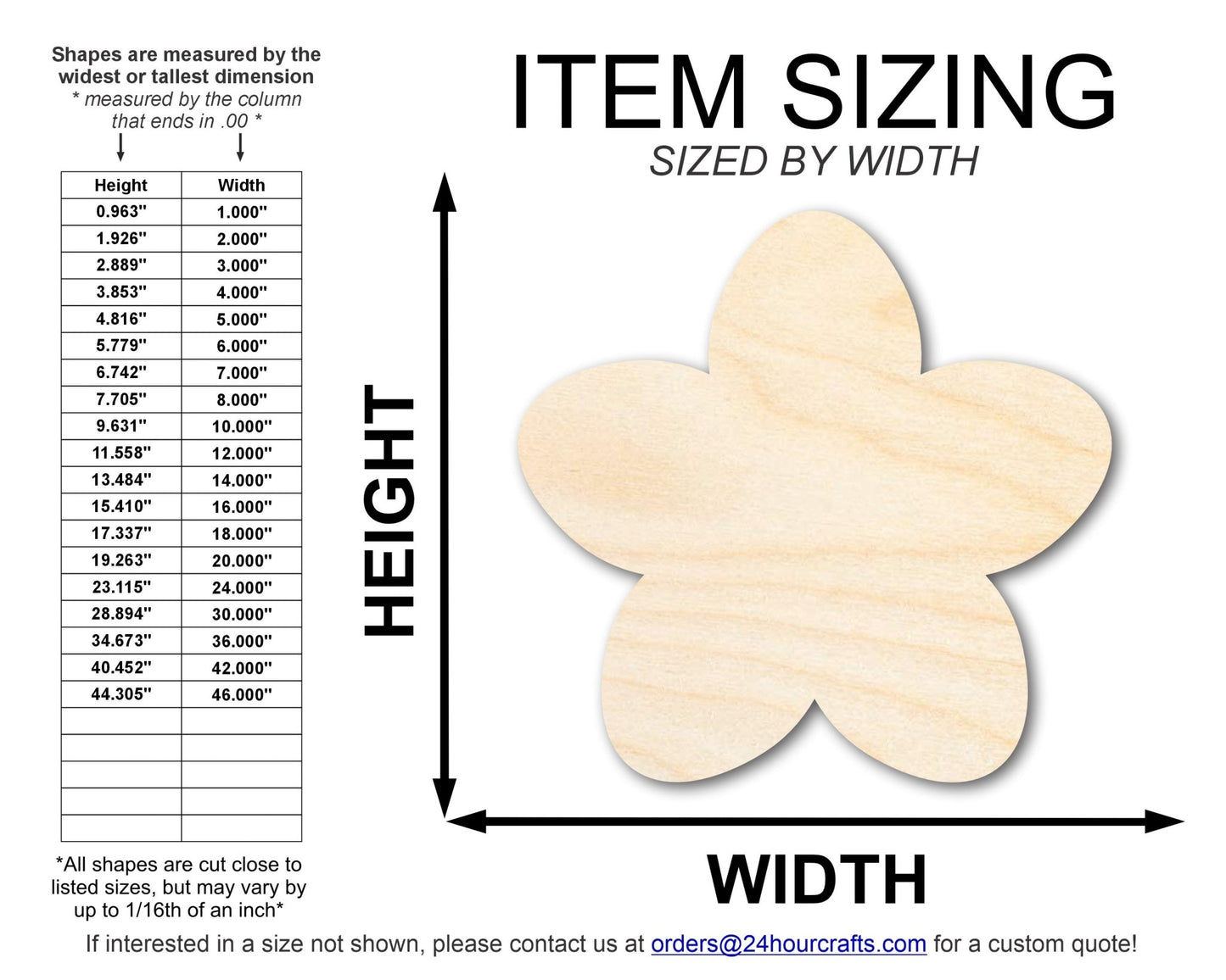 Unfinished Wood Cherry Blossom Shape | DIY Japan Flower Craft Cutout | Up to 36" - NameSigns.com