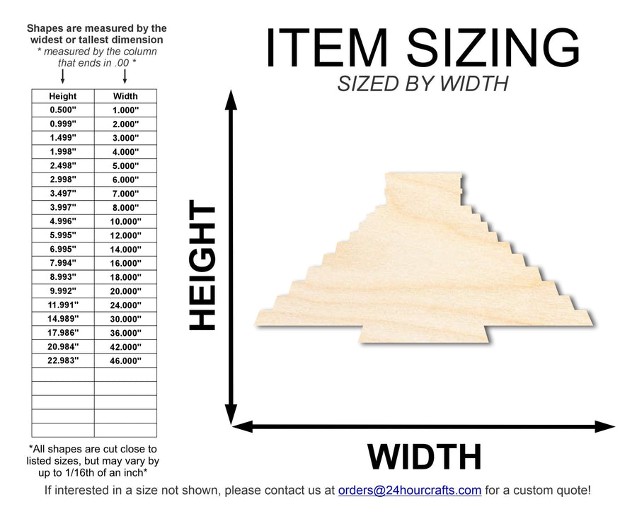 Unfinished Wood Chichen Itza Shape | DIY Craft Cutout | up to 46" DIY - NameSigns.com