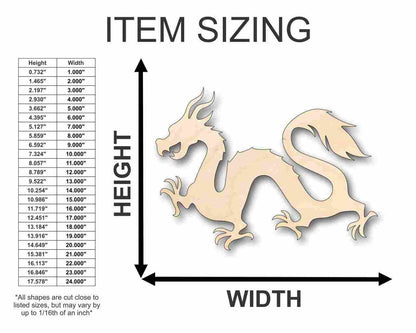 Unfinished Wood Chinese Dragon Shape - Craft - up to 46" DIY - NameSigns.com