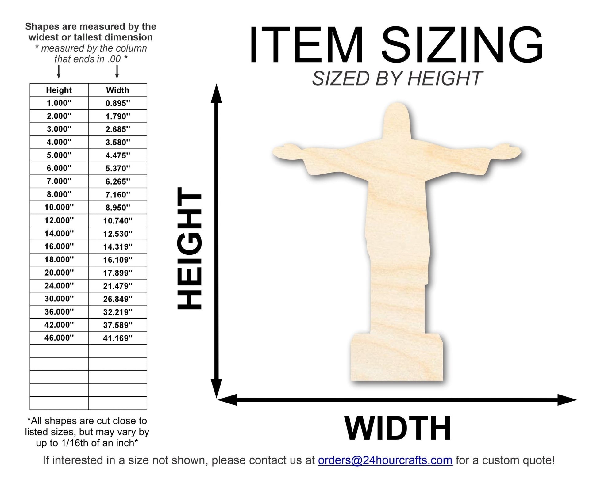 Unfinished Wood Christ the Redeemer Shape | DIY Craft Cutout | up to 46" DIY - NameSigns.com