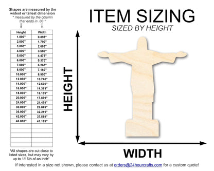 Unfinished Wood Christ the Redeemer Shape | DIY Craft Cutout | up to 46" DIY - NameSigns.com