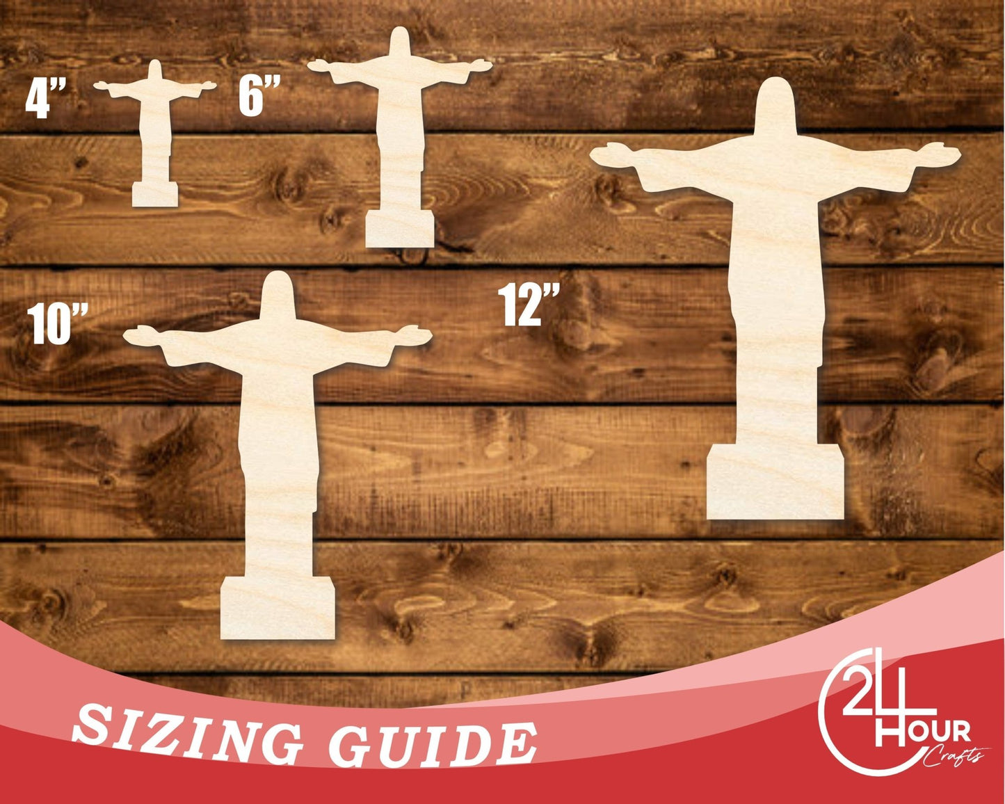Unfinished Wood Christ the Redeemer Shape | DIY Craft Cutout | up to 46" DIY - NameSigns.com