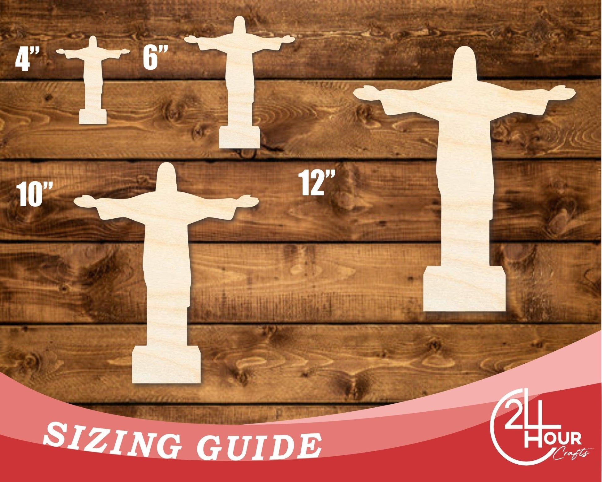 Unfinished Wood Christ the Redeemer Shape | DIY Craft Cutout | up to 46" DIY - NameSigns.com