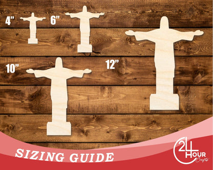Unfinished Wood Christ the Redeemer Shape | DIY Craft Cutout | up to 46" DIY - NameSigns.com