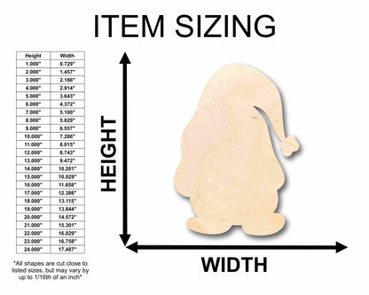 Unfinished Wood Christmas Gnome Silhouette - Craft - up to 46" DIY - NameSigns.com