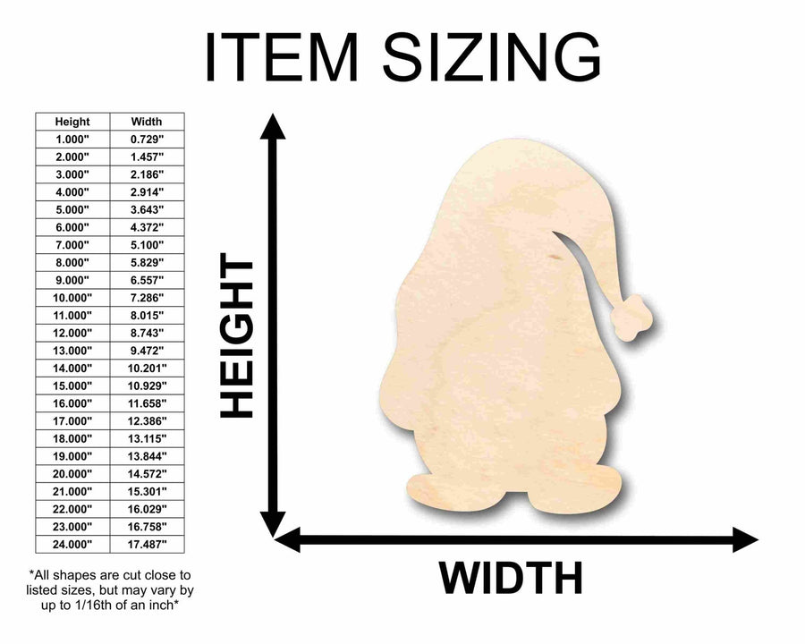 Unfinished Wood Christmas Gnome Silhouette - Craft - up to 46" DIY - NameSigns.com