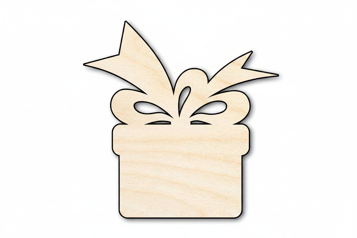 Unfinished Wood Christmas Present Shape | DIY Holiday Craft Cutout | Up to 36" - NameSigns.com