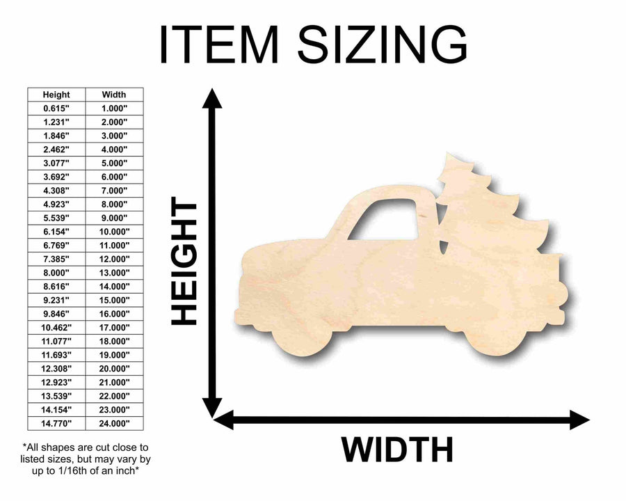 Unfinished Wood Christmas Tree Car Truck Silhouette - Craft - up to 46" DIY - NameSigns.com