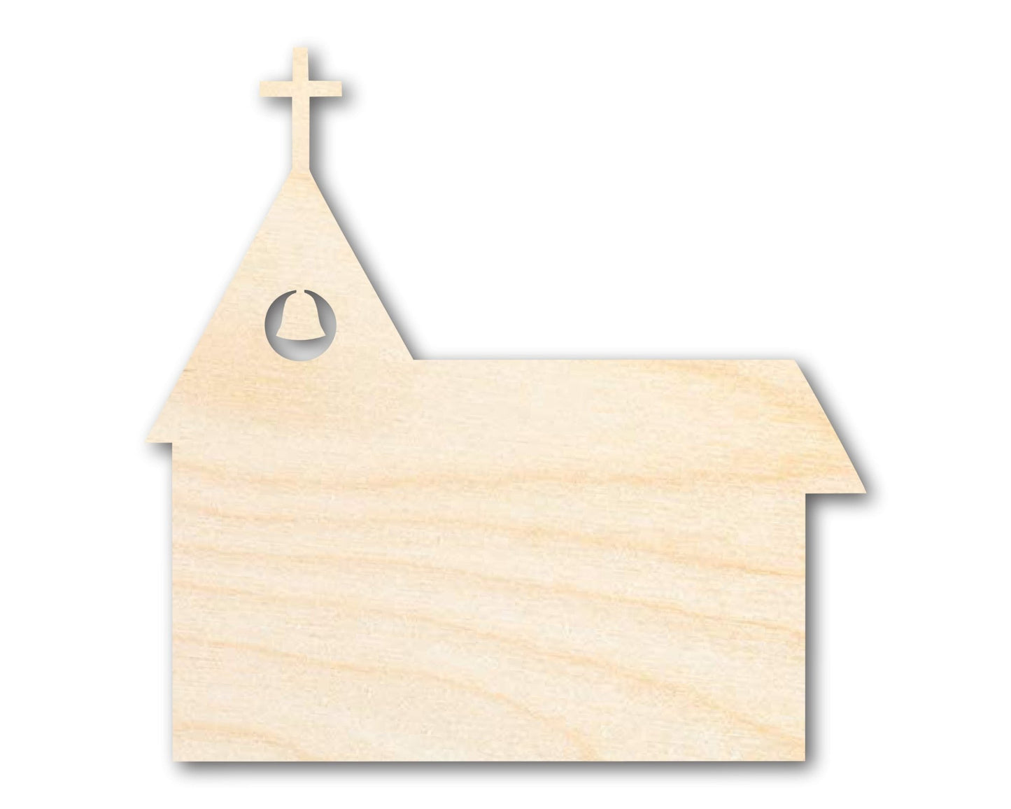 Unfinished Wood Church with Bell Shape - Craft - up to 46" - NameSigns.com