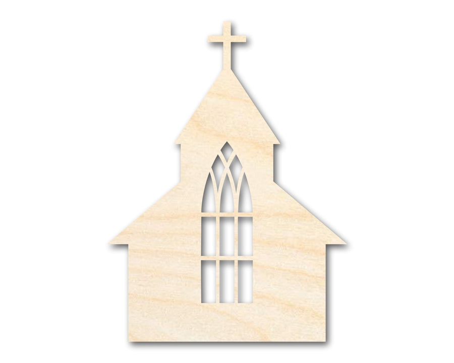 Unfinished Wood Church with Window Shape - Craft - up to 46" - NameSigns.com