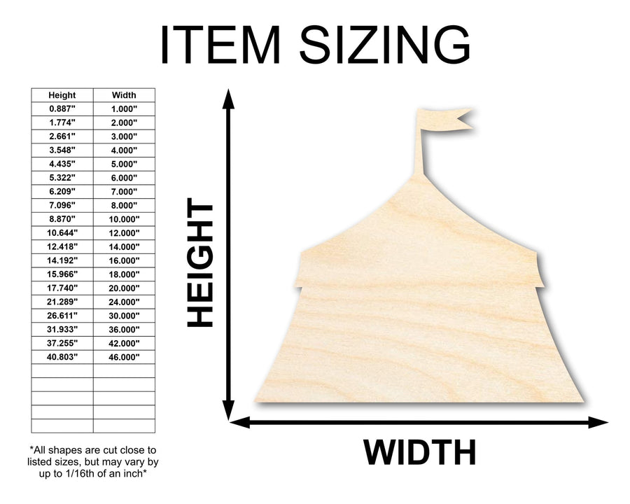 Unfinished Wood Circus Tent Shape | Fair | Craft Cutout | up to 46" DIY - NameSigns.com