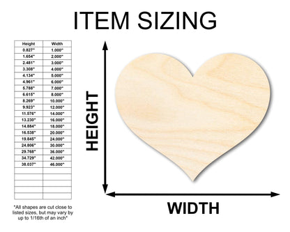 Unfinished Wood Classic Heart | Valentines Day | Weddings | Craft Cutout | Up to 46" - NameSigns.com