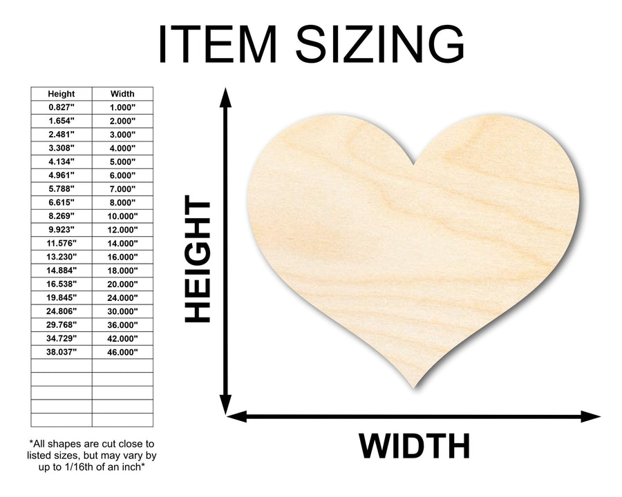 Unfinished Wood Classic Heart | Valentines Day | Weddings | Craft Cutout | Up to 46" - NameSigns.com
