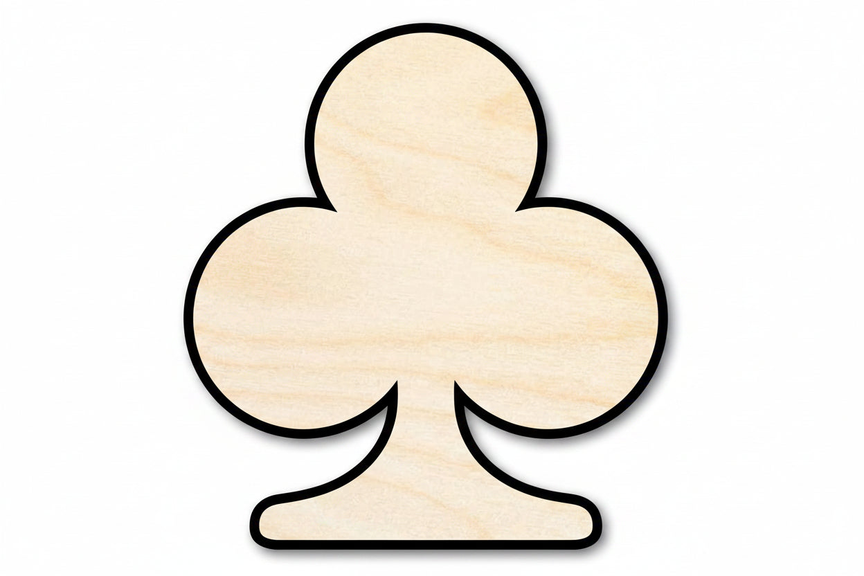 Club Shape Pattern Unfinished Wood Shape Cut Out Unfinished Wood Club Shape | DIY Playing ...