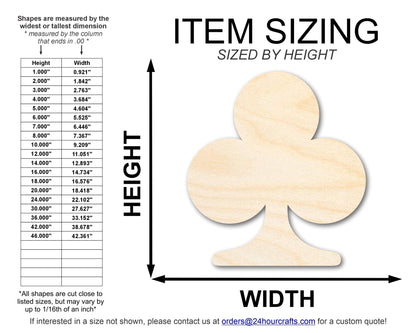 Unfinished Wood Club Shape | DIY Playing Cards Craft Cutout | Up to 36" - NameSigns.com