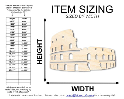 Unfinished Wood Colosseum Shape | DIY Craft Cutout | up to 46" DIY - NameSigns.com