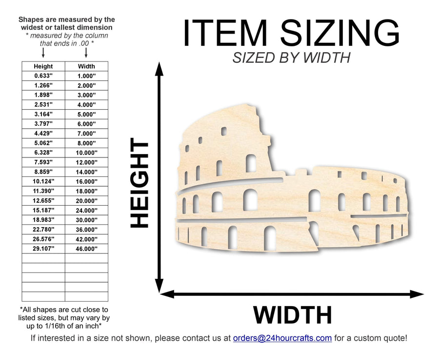 Unfinished Wood Colosseum Shape | DIY Craft Cutout | up to 46" DIY - NameSigns.com