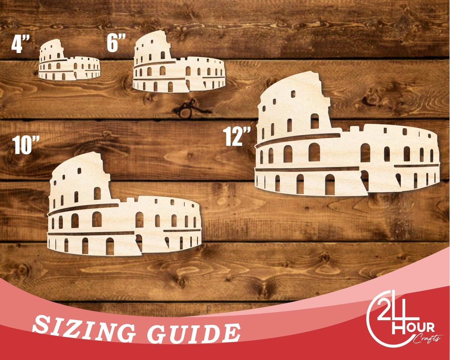 Unfinished Wood Colosseum Shape | DIY Craft Cutout | up to 46" DIY - NameSigns.com