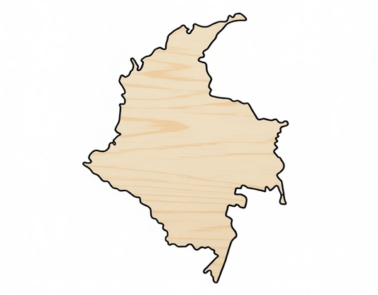 Unfinished Wood Columbia Country Shape - South America Craft - up to 46" DIY - NameSigns.com