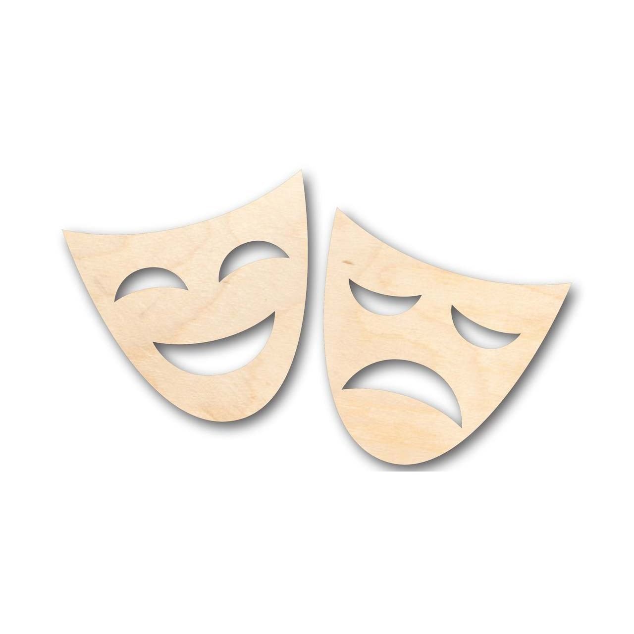 Unfinished Wood Comedy Tragedy Shape - Theatre - Craft - up to 46" DIY - NameSigns.com