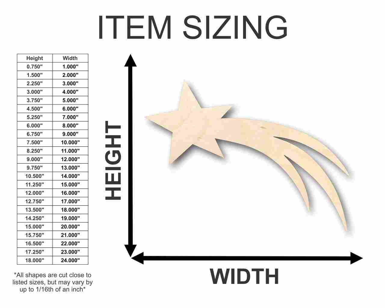 Unfinished Wood Comet Shooting Star Shape - Space - Nursery - Craft - up to 46" DIY - NameSigns.com